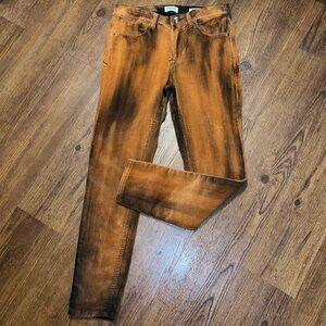 Kensie Brown Orange/ Navy Corduroy Grunge Trendy High Rise Skinny Jeans Size 28